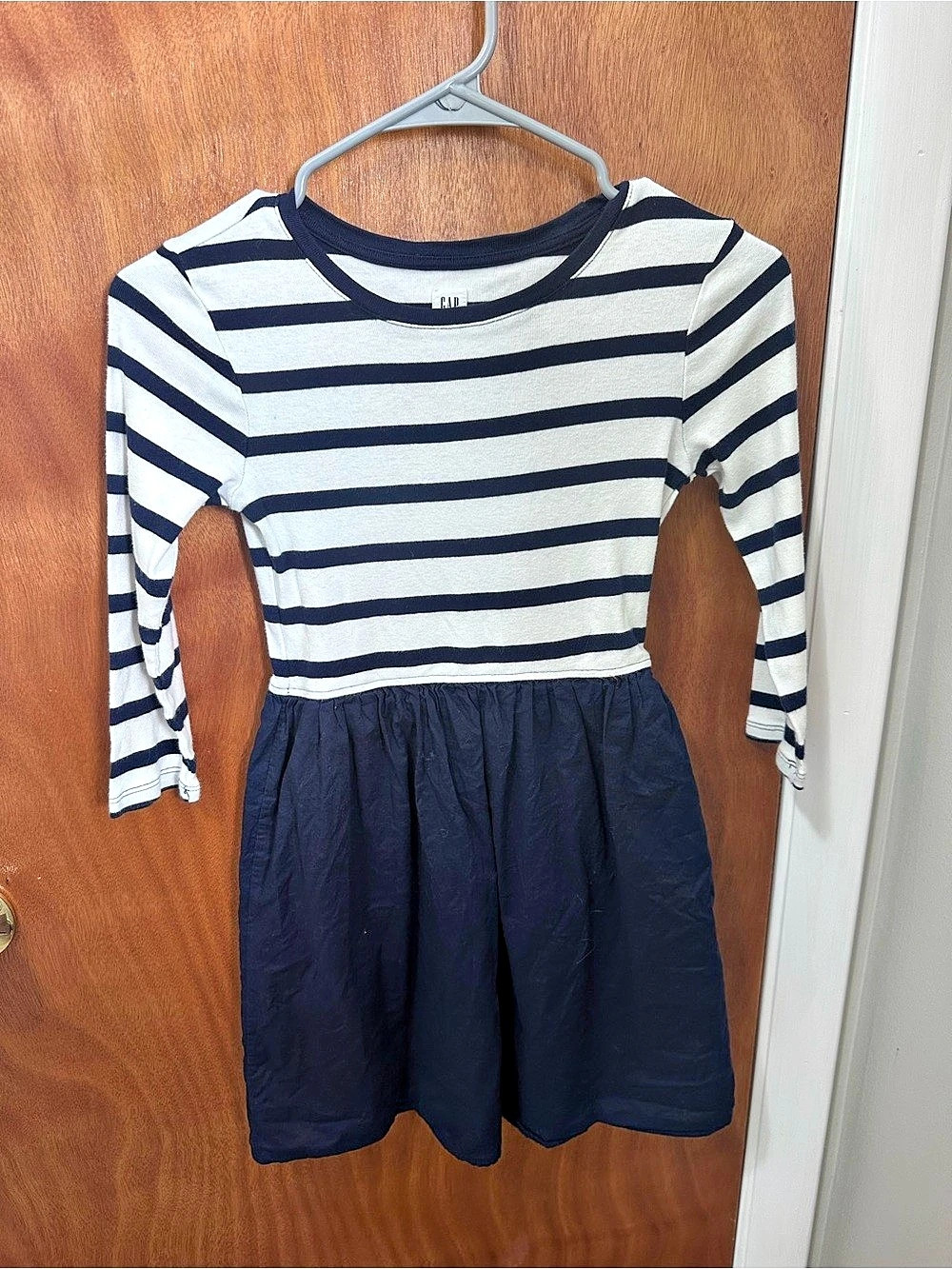 Gap Striped Casual Dress Girls Large (10-11) Blue & White